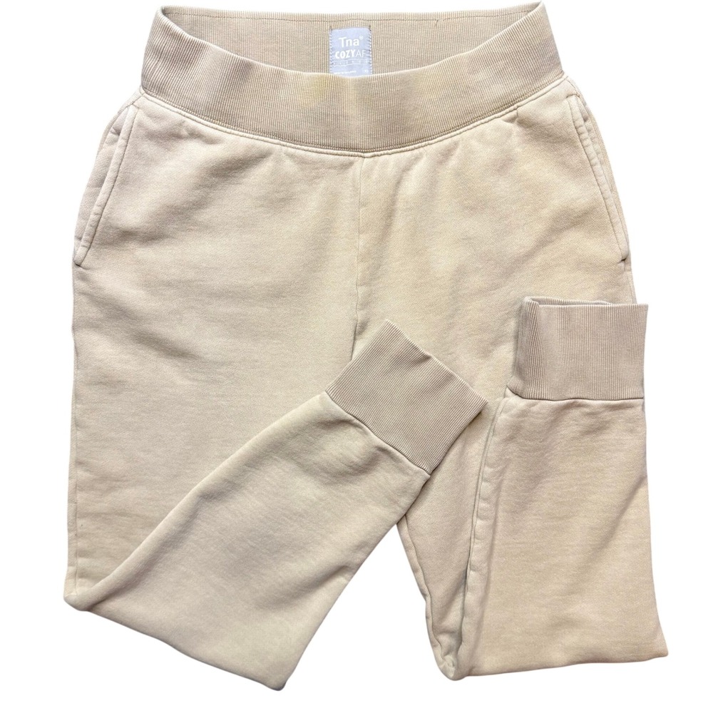 Tna XS Beige CozyAF Fleece Jogger Sweatpants